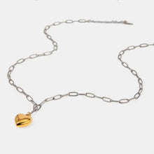 Stainless steel heart pendant necklace with 18k gold-plated chain
