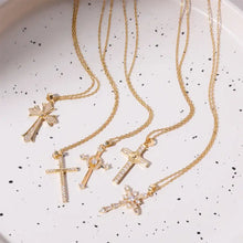 Stainless Steel Inlaid Zircon Cross Necklace Necklaces