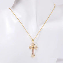 Stainless Steel Inlaid Zircon Cross Necklace Style A One Size Necklaces