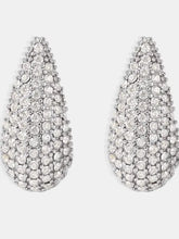 Stainless steel inlaid zircon teardrop earrings with pavé diamonds