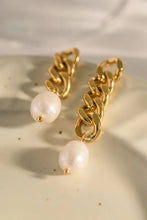 Stainless Steel Pearl Asymmetrical Earrings Earrings