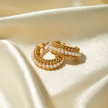 18k gold-plated stainless steel pearl C-hoop earrings