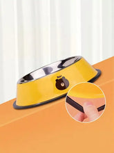Gelbe Futterschale aus Edelstahl mit Bärengesicht-Design