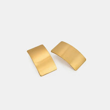 Stainless steel rectangle gold curved cuff and stud earrings set