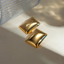 18k gold-plated rectangular stainless steel stud earrings