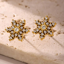 Stainless Steel Snowflake Stud Earrings White One Size Earrings