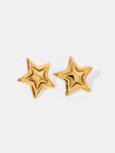 Shiny 18k gold-plated stainless steel star stud earrings
