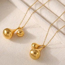 Two 18k gold-plated steel water drop pendants on chain length jewelry