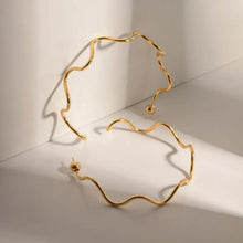 Stainless Steel Wave Shape C-Hoop Earrings Earrings