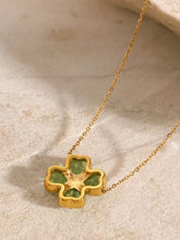 Stainless Steel Zircon Lucky Clover Pendant Necklace Fashion Jewelry