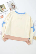 Star Contrast Round Neck Long Sleeve Sweatshirt Woman Sweatshirts