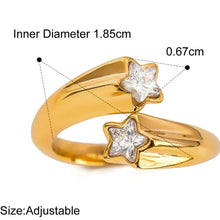 Star Crystal Gold Adjustable Ring Fashion Jewelry