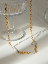 Gold star heart necklace with stainless steel chain and safety pin charm