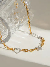 Star heart necklace with gold silver chain and star charm