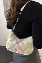 Star Patchwork Denim Shoulder Bag with Chain Strap