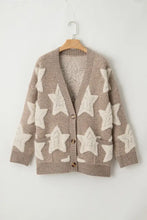 Star Pattern Knit Cardigan with Pockets for Women Woman Outerwear