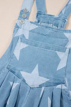Star Print Square Neck Denim Overalls Denim Overalls