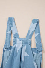 Star Print Square Neck Denim Overalls Denim Overalls