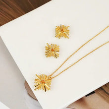 Starburst gold-plated necklace set with starburst pendant and earrings