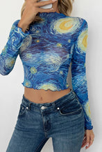 Starry Night Print Mesh Top for Women