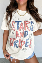 Stars and Stripes Patriotic Graphic White T Shirt for Women White