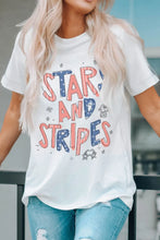 Stars and Stripes Patriotic Graphic White T Shirt for Women