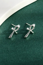 Sterling silver Ankh stud earrings with clear rhinestones in matching box