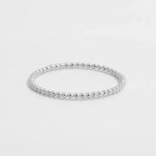 Elegant sterling silver bead bangle bracelet with beaded design