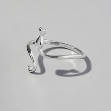 Sterling silver cat shape adjustable ring