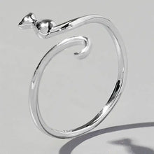 Sterling silver cat shape adjustable open-ended ring