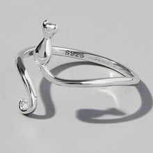 Sterling silver cat shape adjustable ring