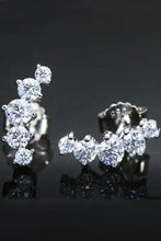 Sterling silver cluster stud earrings with diamonds and matching box