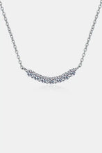 Sterling silver curved bar pendant necklace with 1 carat moissanite gems