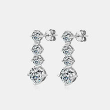 Sterling silver drop earrings with 3 white gold diamond stones