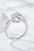 Sterling silver engagement ring with carat moissanite heart design