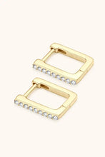 Sterling silver geometric hoop earrings with moissanite gemstones