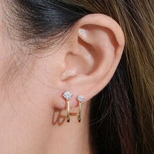 Sterling silver gold ear climbers with cubic zirconia studs