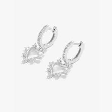 Sterling silver heart dangle earrings with CZ heart charms