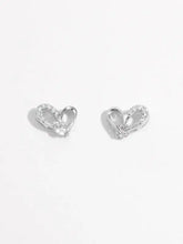 Sterling silver heart earrings with sparkling gemstone accents