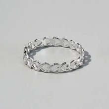 Sterling silver heart link ring with open heart design