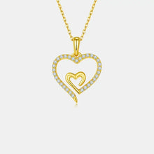 Sterling silver heart pendant necklace with pave rhinestones