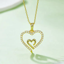 Sterling silver heart pendant necklace with pave rhinestones