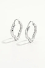 Sterling silver inlaid zircon wavy hoop earrings