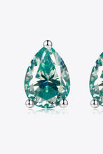 Teal pear-shaped 0.5 carat moissanite teardrop earrings in sterling silver