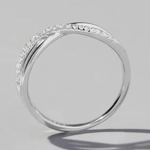 Sterling silver infinity ring with pave-set cubic zirconia
