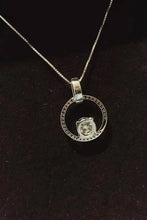 Sterling silver necklace with bear halo pendant and carat moissanite