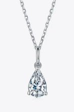 Sterling silver necklace with pear-shaped diamond pendant