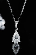 Sterling silver necklace with pear-shaped diamond pendant