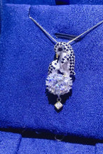 Sterling silver necklace with penguin pendant, diamond and carat moissanite
