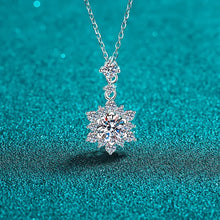 Sterling silver necklace with snowflake moissanite zircon pendant